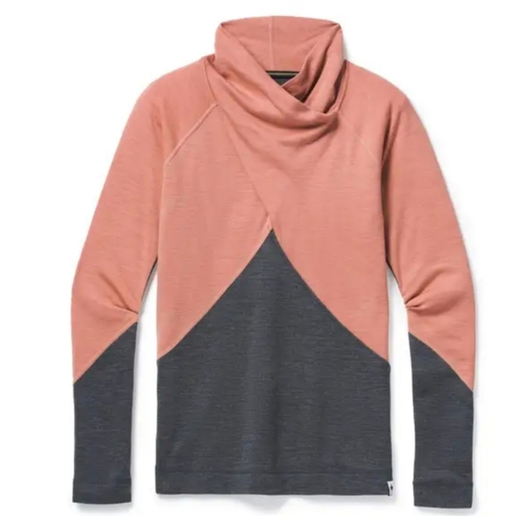 Smartwool Merino 250 Crossover Neck Sweater Pink Gray 100% Merino Wool Medium - Picture 6 of 16